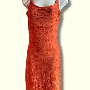 Newport News Orange Sheath Midi Dress Spaghetti Strap
